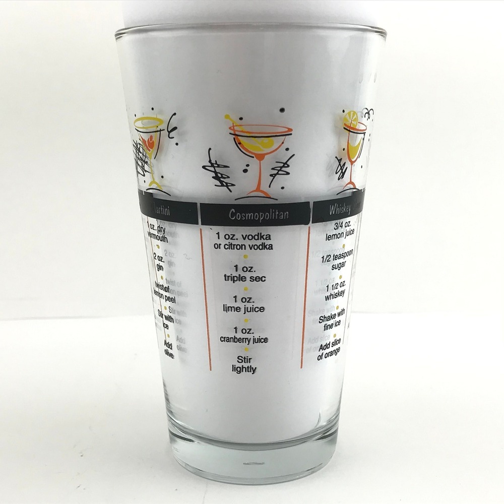 Vintage‎ Libbey 16oz Pint Glass Mixed Drink Cocktail Recipe Glass MCM Barware